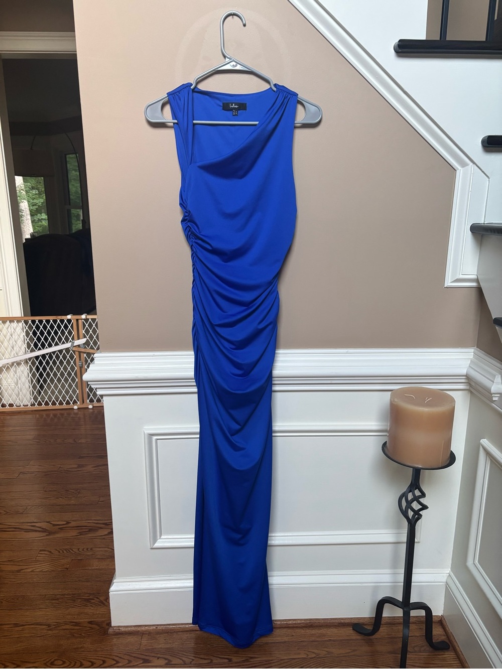 Sleeveless Ruched Maxi Dress in Cobalt Blue
